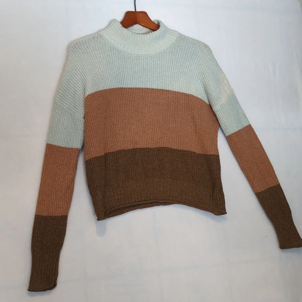 Pink Rose Colorblock Knit‎ Women's Sweater M